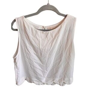 Monteau Los Angeles White Scalloped Hem Sleeveless Tank Top